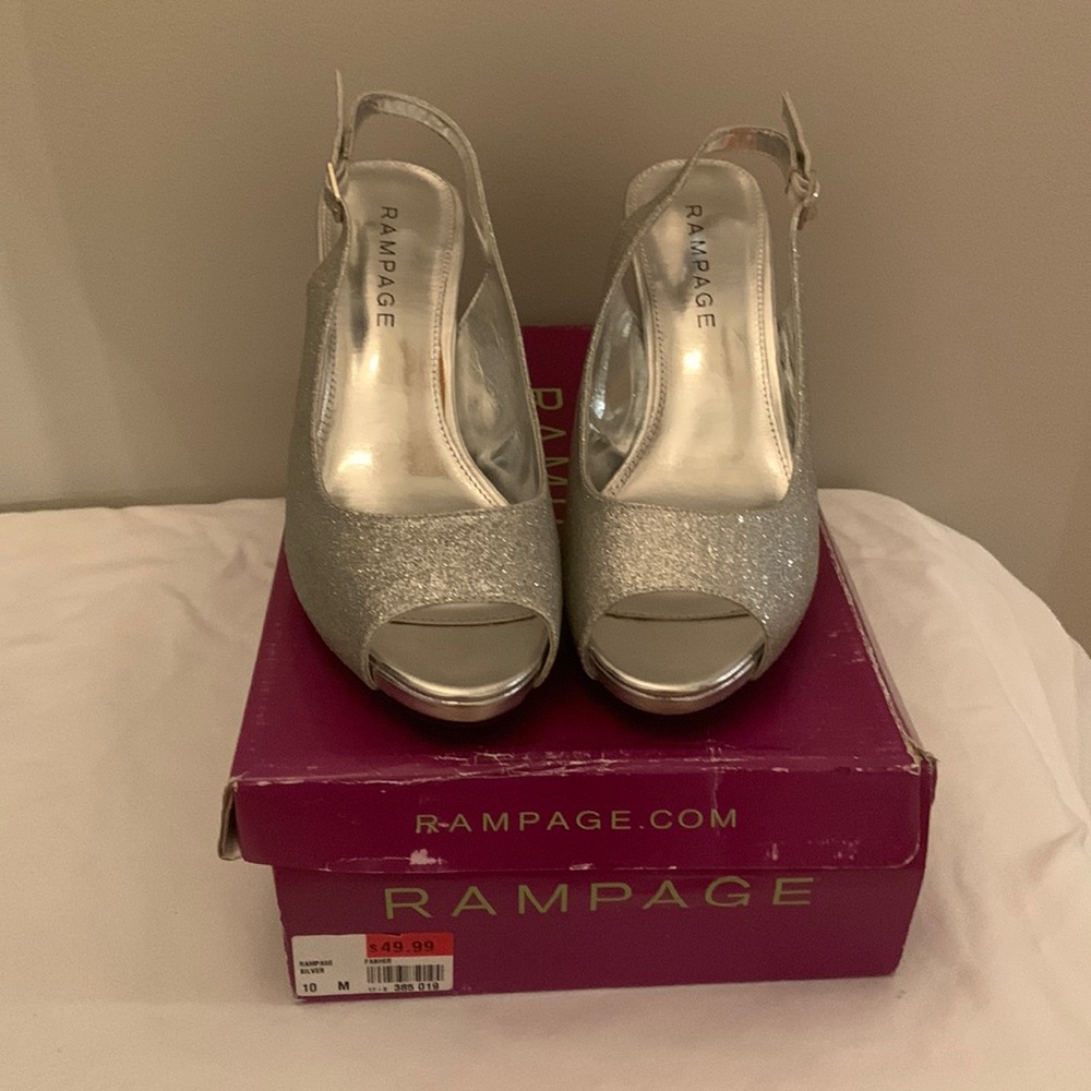 Silver Glitter Sling back